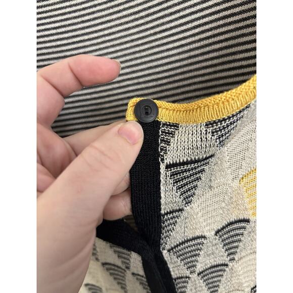 Nic + Zoe Silk Blend Geometric Button Front Cardigan Size Medium Dark Academia - Picture 10 of 10